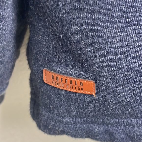 Buffalo David Bitton Men's Medium Dark Blue Hoodie 1/4 Zip Sweatshirt - Picture 4 of 7